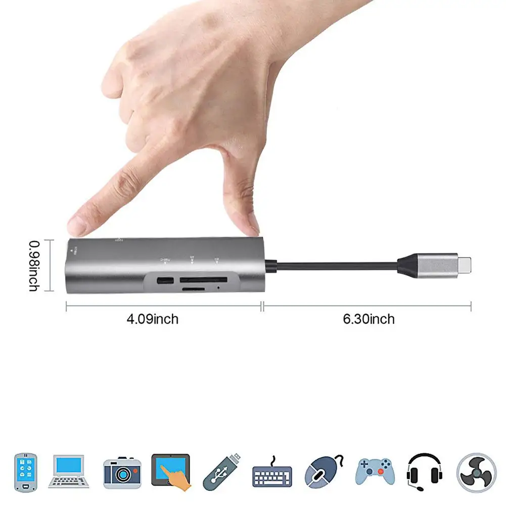 5 в 1 USB C концентратор адаптер быстрая передача данных USB в type-C/HDMI/устройство для чтения карт SD TF портативный легкий конвертер для ноутбука телефона
