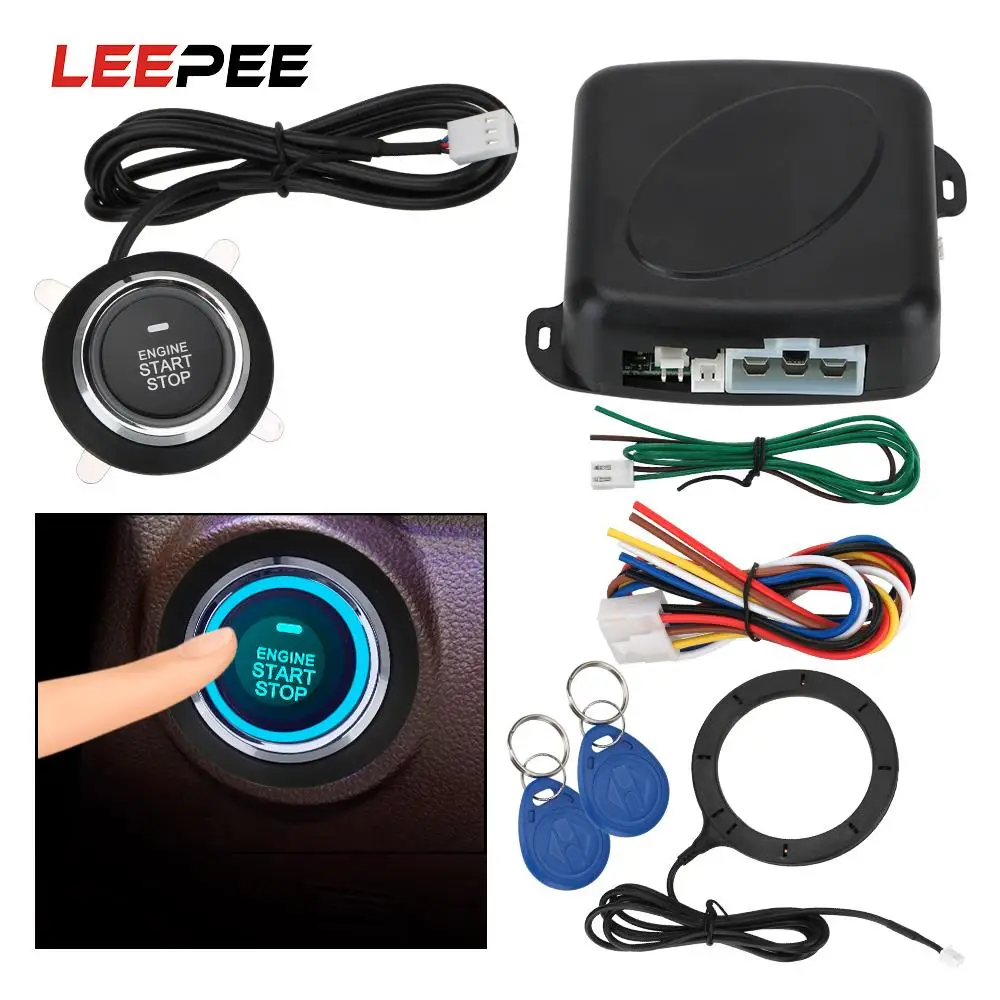 Car Start Stop Button 12V Keyless Ignition Auto Engine Push Key Set RFID Sensors Racing