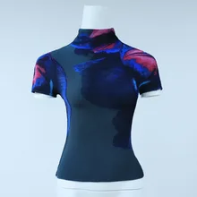  LANMREM Japanese style pleated clothes for women 2022 summer new half high collar short sleeve stretch fabric t-shirt tee YJ779 