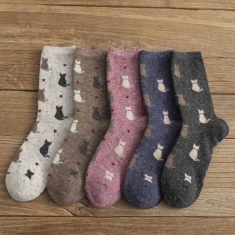 1Pair Women Woool Kawaii Thicken Cute Socks Autumn and Winter New Style ...