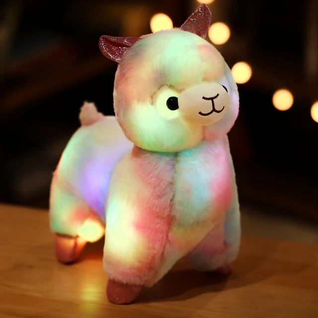 35cm Juguetes Nina Light Up Plush Alpaca Toys Soft Stuffed Animal Glow In The Dark Pillow Luminated Coloful Llama Dolls for Kids