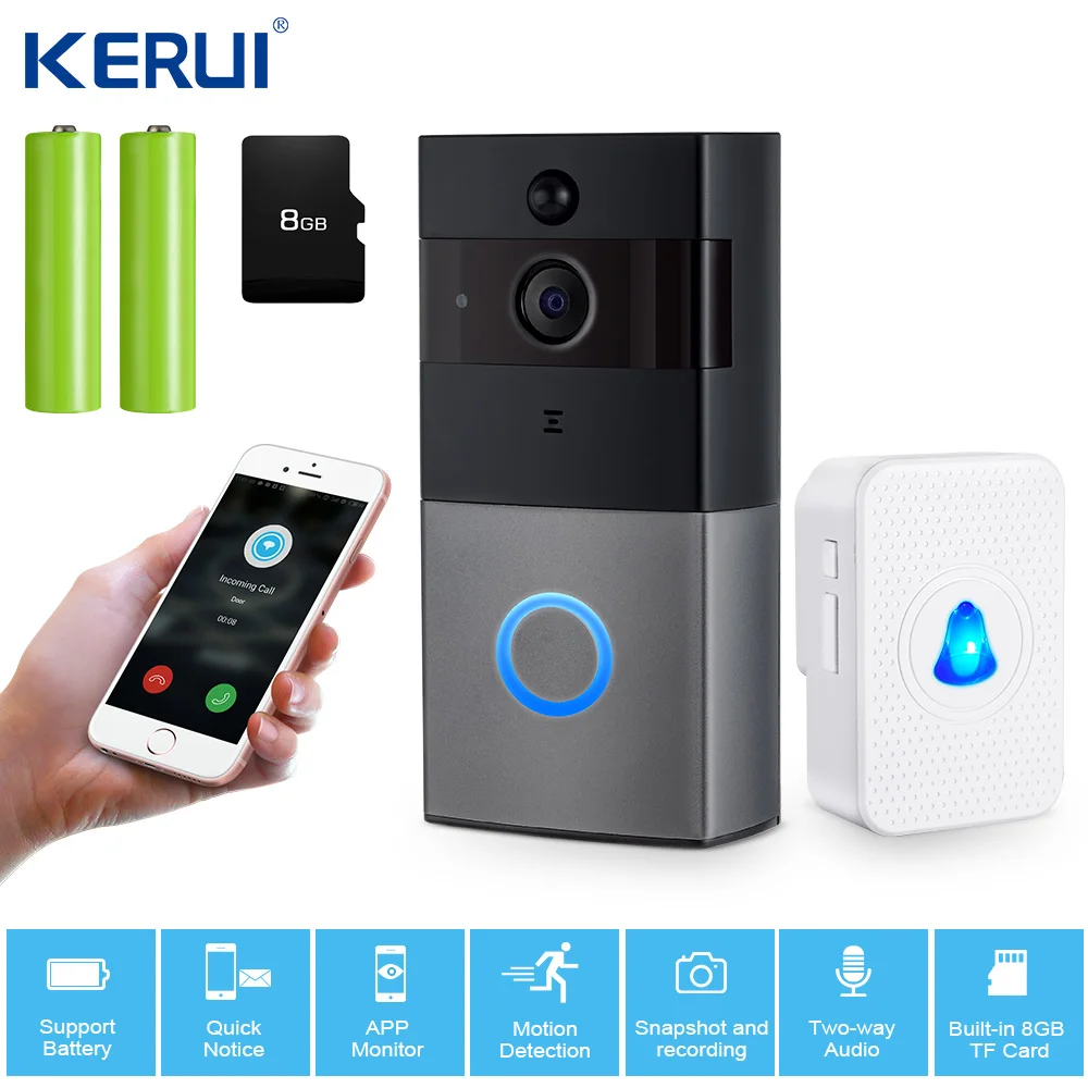 KERUI домофон видео дверной звонок беспроводной 720 P камера безопасности двухсторонний разговор ночь версия в режиме реального времени