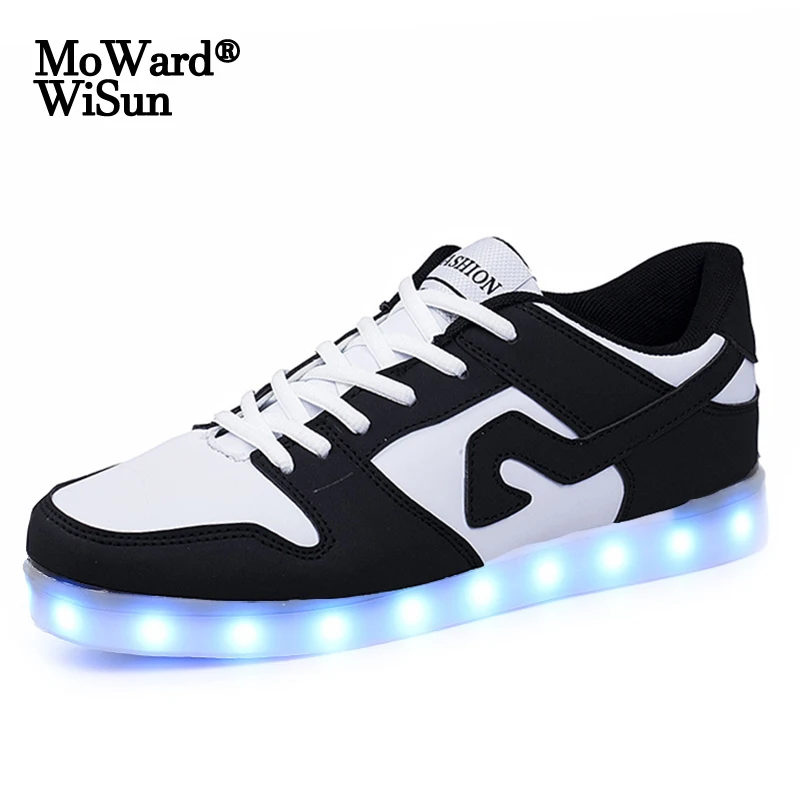 35-45 Large Size Children LED Shoes for Kids Boys Girls /Glowing Luminous Sneakers with Lighted sole Women Adult | Детская одежда и