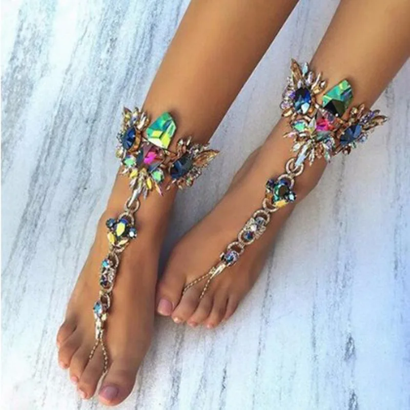 

Europe And America Accessories New Style Pop Punk Crystal Gemstone Anklet
