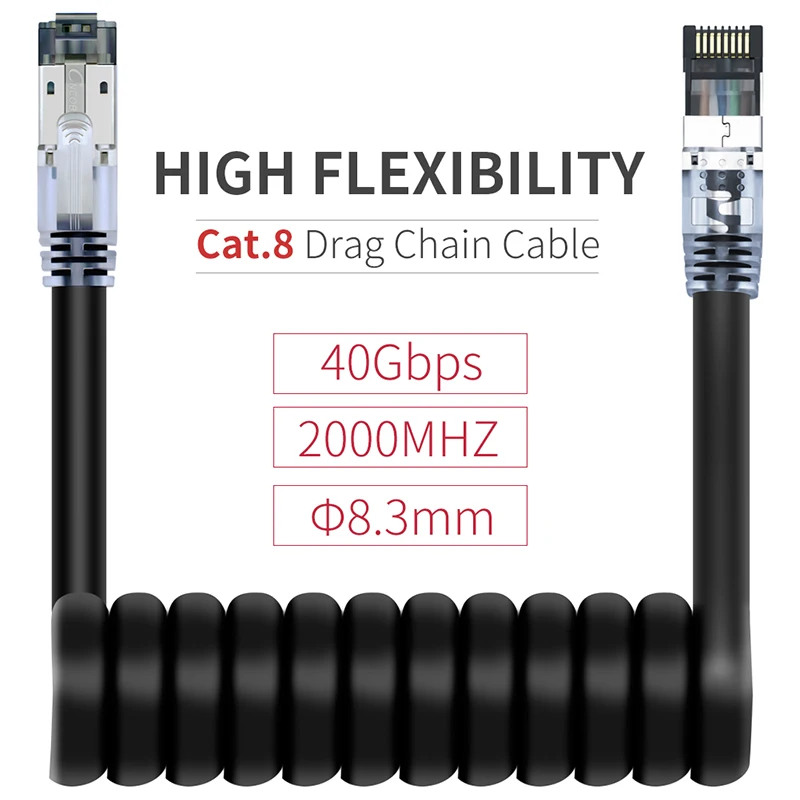 

Cat8 Ethernet Cable 40Gbps 2000Mhz S/FTP High Speed Patch Cable Cord with RJ45 Gold Plated Connectors for Modem Router PC Gaming