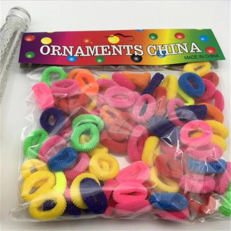 100pcs Wholesale Girls 1.5cm Colorful Small Ring Elastic Hair Bands Ponytail Holder Rubber Scrunchie Kids Accessories | Аксессуары для