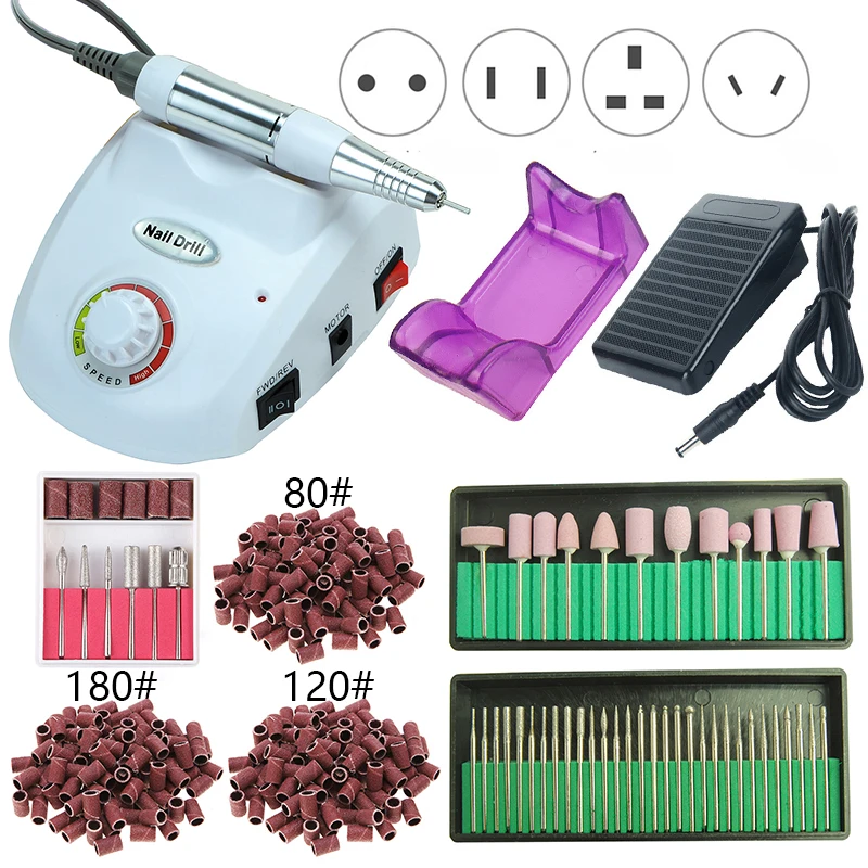 

35000/20000 RPM Electric Nail Drill Machine Set Milling Cutter Manicure Pedicure Sanding Bands Kit Nail Polishing File Equipment