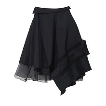 Z-ZOUX, Женская юбка, высокая талия, асимметричные юбки, сетка, сплайсированные, неровные, длинные, черные, модные, нестандартные юбки, весна
