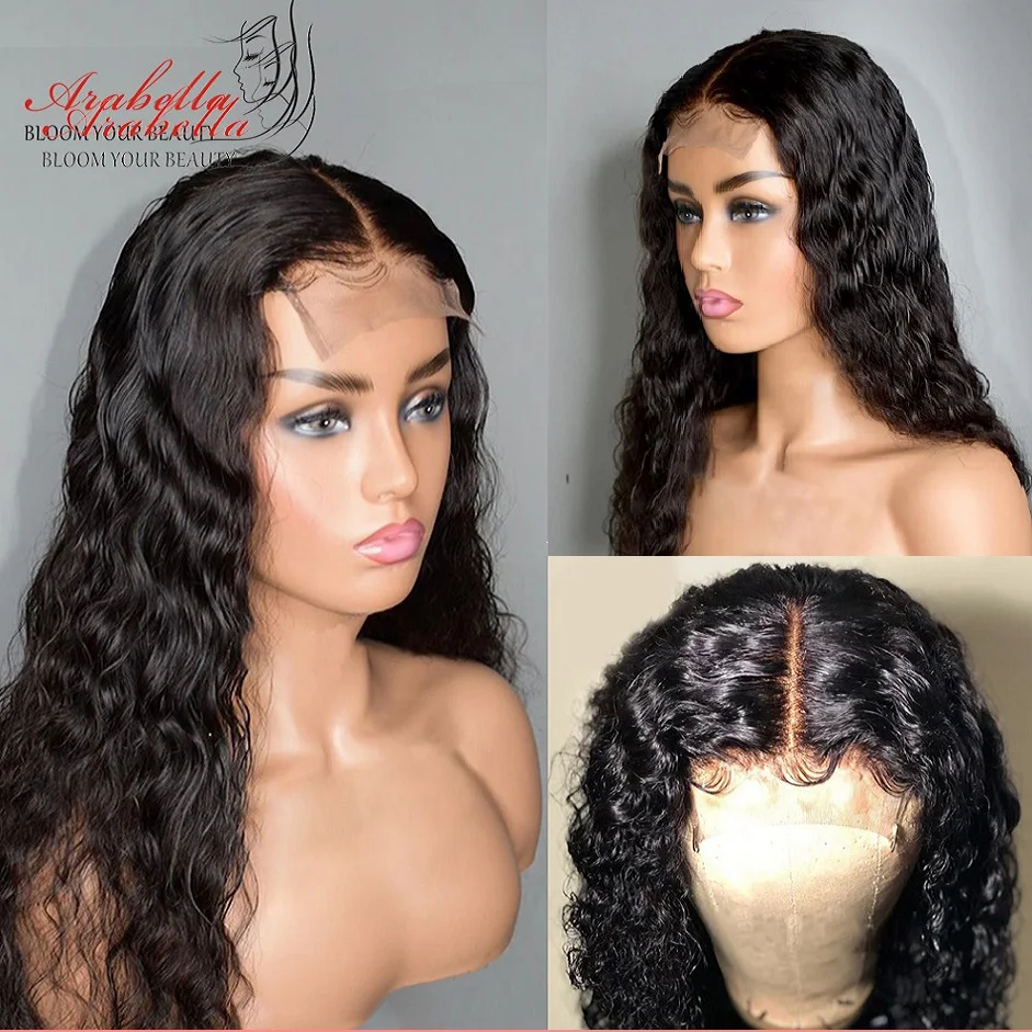 Water Wave Wig 4X4 Transparent Lace Closure Wig With Baby Hair Pre Plucked Arabella Remy Hair Natural Hairline Lace Closure Wig