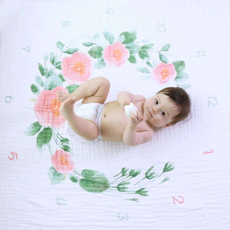 Wrap towel blanket cotton double gauze large bag towel baby baby towel autumn and winter winter multi-purpose for kids - Цвет: Double cotton flower