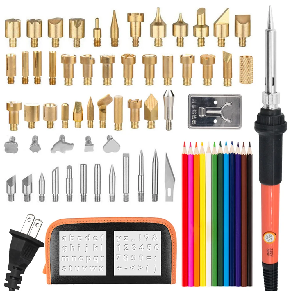 

71pcs Easy Use Carving Multifunctional Anti Slip Pyrography Craft Tips Embossing Wood Burning Kit Stencils Tool Soldering Iron