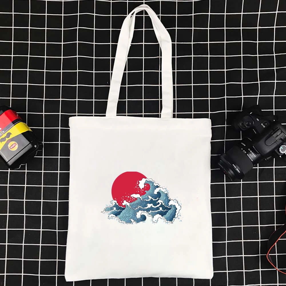 

Shopping Bag Folding Ecobag Wave Series Polyester Handbag Harajuku Shopper Bag Large Tote Reusable Canvas Bag