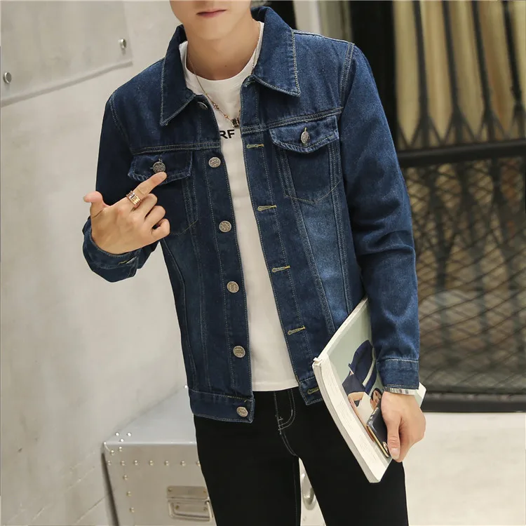 

2018 Men Spring New Style Korean-style Denim Jacket Casual Coat Trend Slim Fit Coat Men'S Wear on Clothes