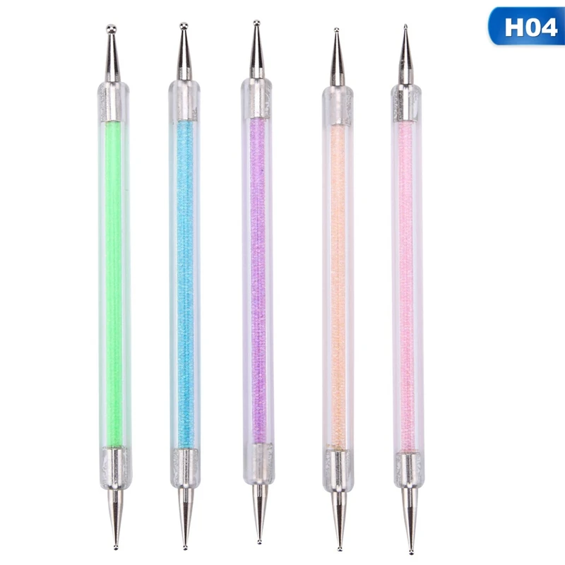 Темный хаки 5 шт./упак. Профессиональный инструмент для ногтей, 2 способа вихревой мрамор Сталь нажмите с силой так, ручка - Цвет: Темный хаки