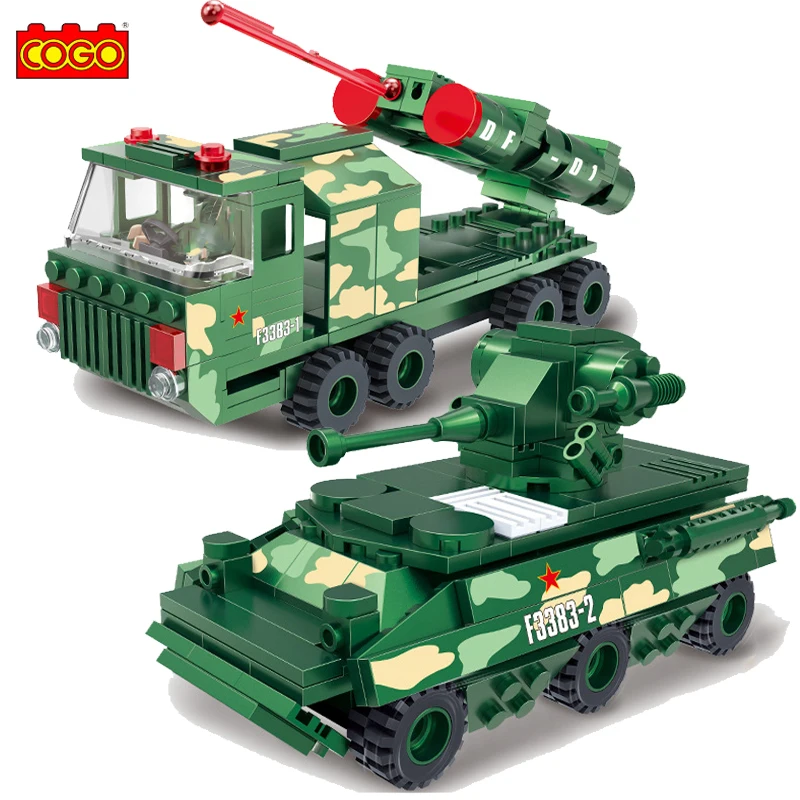 Cogo Building Brick Set Block ARMY MISSILE TANK Kids Construction Gift Toy 