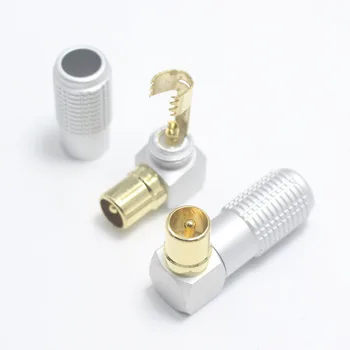 

EClyxun 1pcs gold-plated TV Head Connector F Antenna Plug 9.5 Video Elbow RF Connector