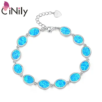 

CiNily White Orange Blue Fire Opal Stone Chain Link Bracelets & Bangles Silver Plated Bohemia Boho Summer Party Jewelry Woman