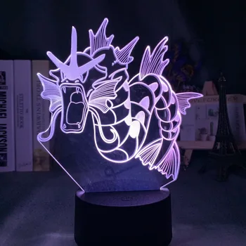 

Acrylic 3d Night Light Gyarados Figure for Children's Bedroom Decorative Nightlight Led Colorful Bedside Lamp Go Gift