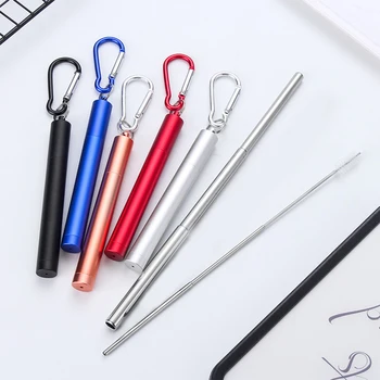 

Portable Stainless Steel Telescopic Drinking Straw Travel Straw Reusable Straw With 1 Brush And Carry Case And Brush