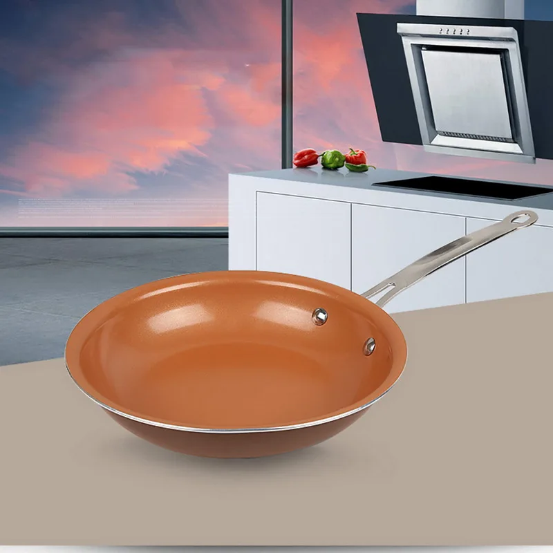 

Non-stick Copper Frying Pan 1PC 10 Inch With Ceramic Coating No Oil-smoke Stainless Steel Pan Kitchen Cooking Tool