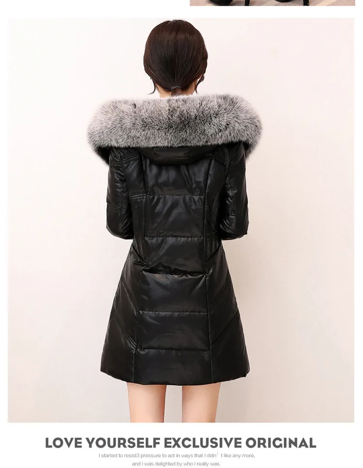 winter sheep skin leather leather leather jacket and long sections down jacket 930