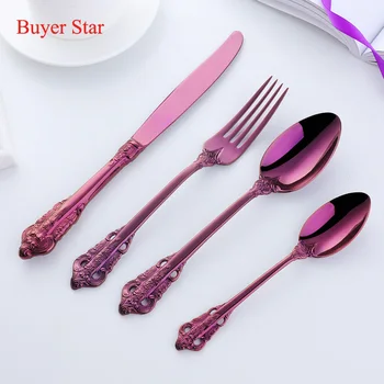 

Gift Luxury Gold Cutlery Set Dinnerware Flatware Box Set Tableware Silverware Dinner Fork Knife Spoon Drop Shipping