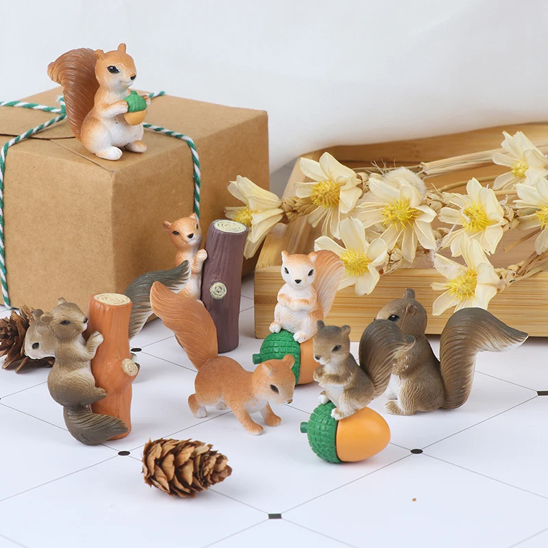 4 шт. статуэтки в виде белки брикет для сада гном мох подарок ремесла из