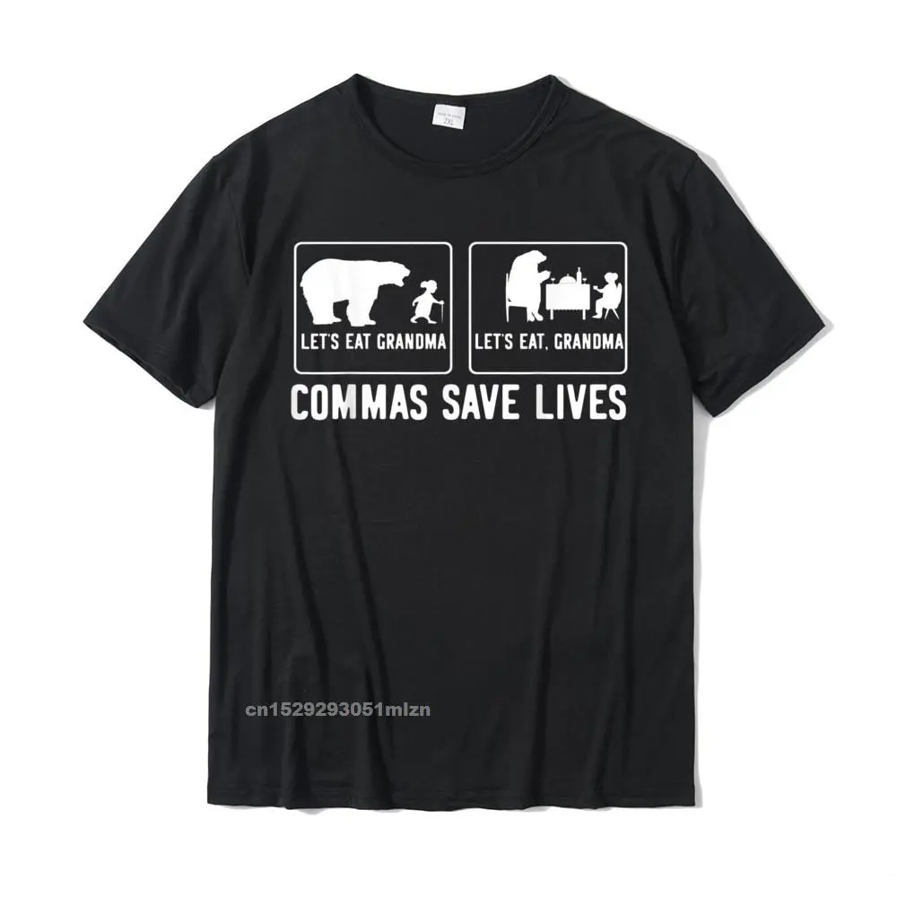 

Футболка Let Eat бабушка Commas Save Lives, популярные футболки с принтом, хлопковые топы, мужские повседневные футболки