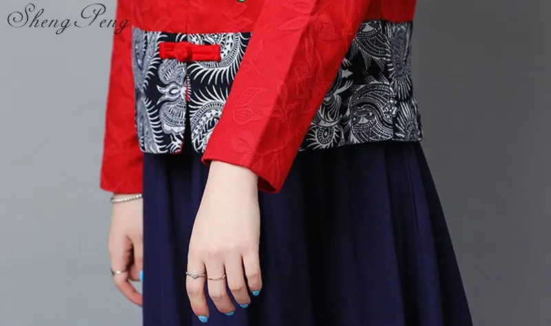 Традиционная китайская одежда для женщин cheongsam Топ воротник стойка Женские топы и блузки Восточная китайская одежда V1735