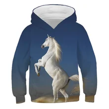 

New Loose Children's Pullover Hoodie 3D Digital Pony Print Trend Children's Clothing Sweater Boys and Girls Casual Jacket