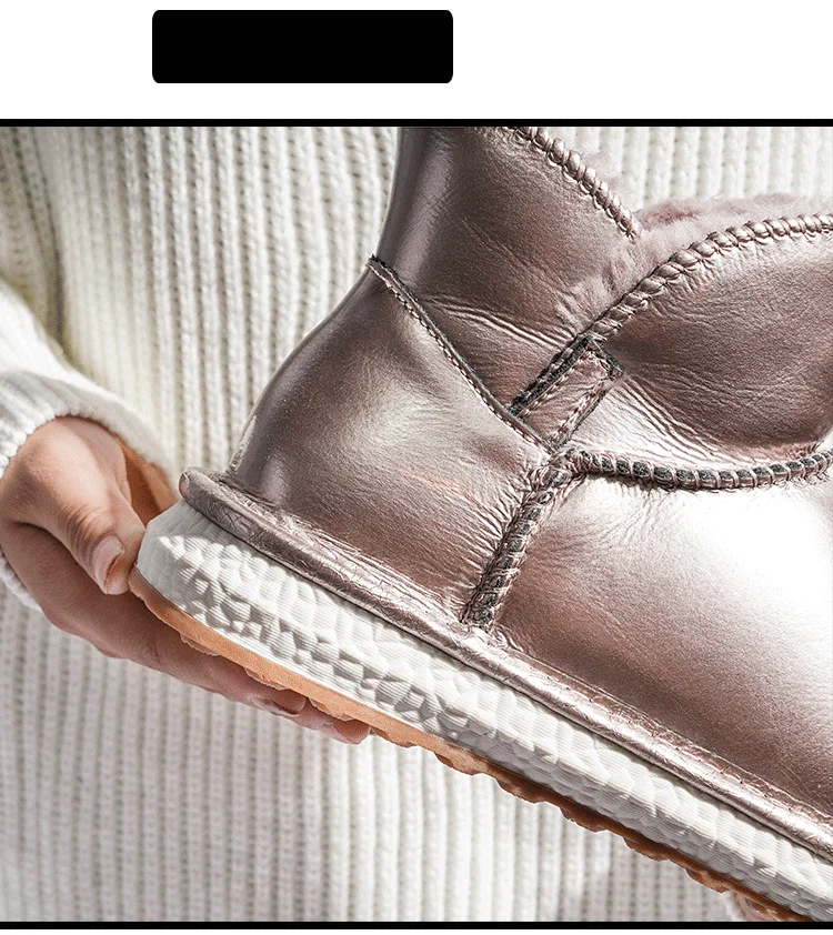 Новые женские зимние ботинки из натуральной кожи водонепроницаемые Нескользящие короткие ботильоны с плюшем, сохраняющие тепло женские ботинки