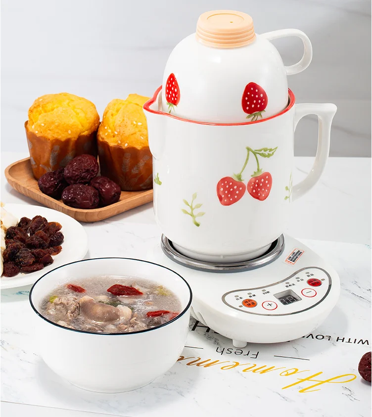220V 600ML Ceramic/Glass Stewing Cooker Automatic Electric Slow Stewer Health Preserving Pot Tea Dessert Cooking Machine