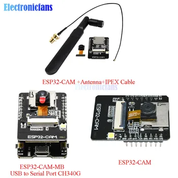 

ESP32-CAM-MB Micro USB to Serial Port CH340G ESP32-CAM WIFI Bluetooth Board OV2640 Camera Module with Antenna IPEX Cable