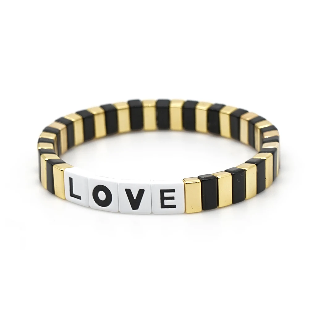 RO-B190060C Браслеты shinus, мужские, эмаль, плитка, бусины, браслет, Pulseras Mujer Moda,, золотые ювелирные изделия, для женщин, модные, любовные буквы, браслеты, подарки - Окраска металла: RO-B190060C