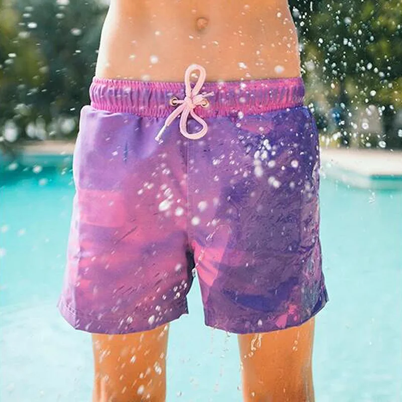 Shorts Swimsuit Color-Change-Board Beach Pant Bathing Quick-Dry Men Summer Magical