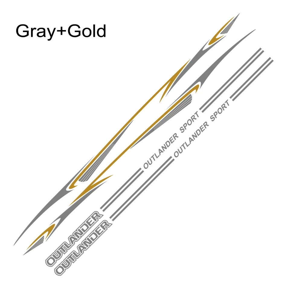 Gray Gold 2 шт. наклейка на боковую дверь автомобиля для Mitsubishi Outlander DIY авто Спорт Персонализированная виниловая пленка наклейка Стайлинг Тюнинг автомобиля аксессуары - Color Name: Gray Gold