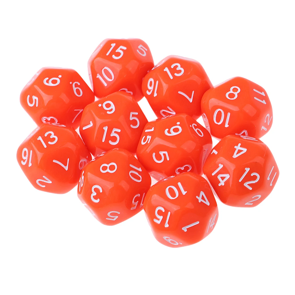 10Pcs 16-Sided D16 Acrylic Dices Table Game Accessory Toys for DND MTG TRPG Table Board Games