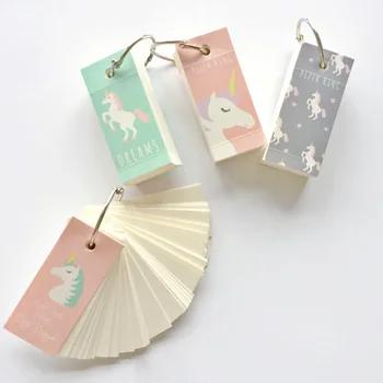

110 Sheets Unicorn Keychain Mini Portable Vocabulary Notebook School Office Supply Student Stationery Plan Writing Paper