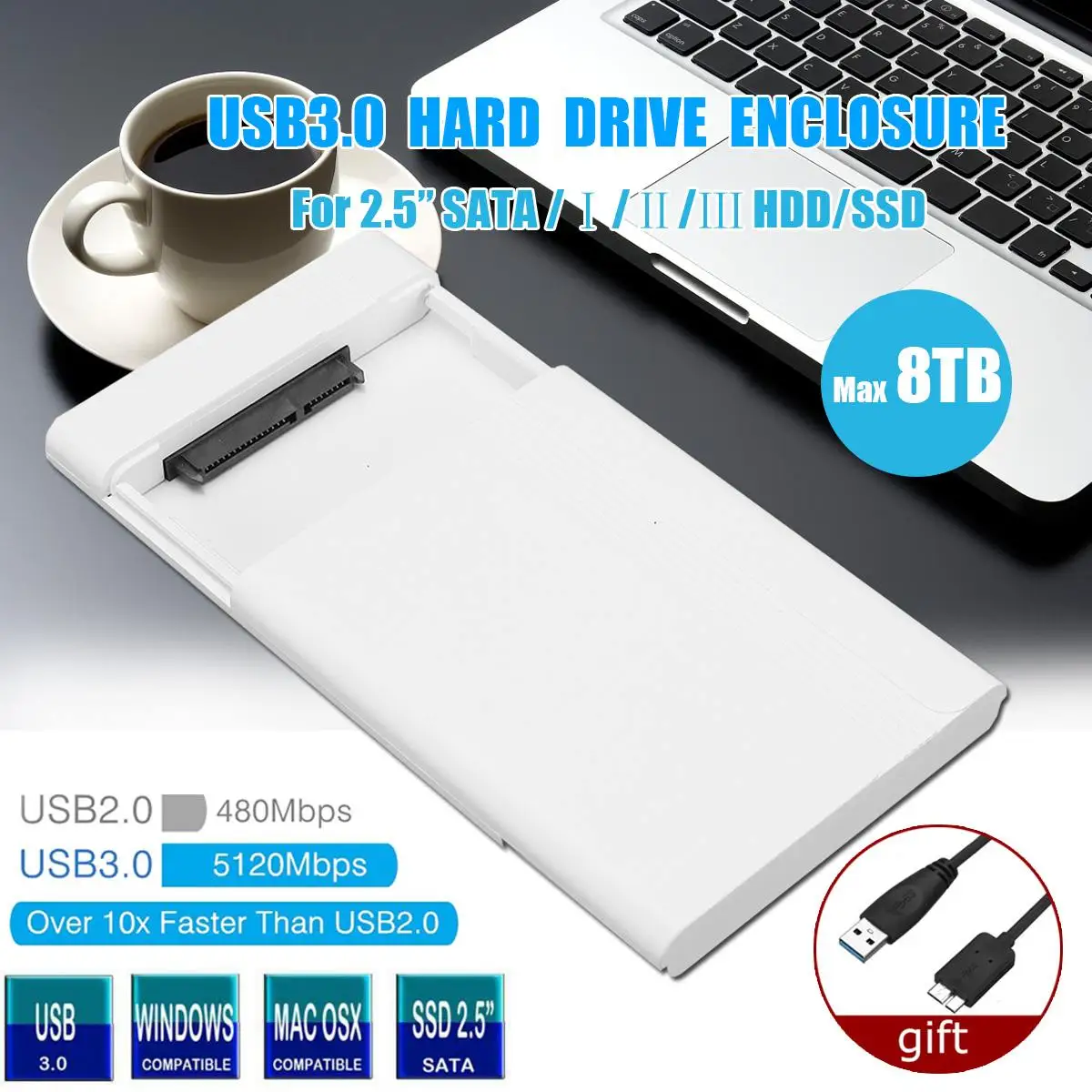 HDD чехол 2,5 SATA для USB 3,0 жесткий диск Корпус для SSD диск коробка-чехол на HDD Поддержка UASP HD внешний жесткий диск