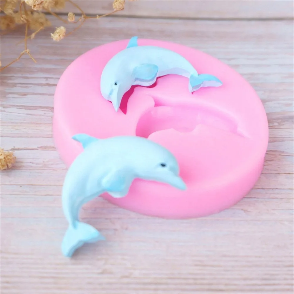 Дельфины морской Океанский животные оболочки помадка форма для торта декоративная шоколадная жидкость, силиконовая форма кухонные принадлежности для выпечки формы
