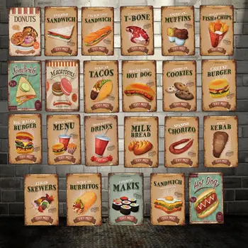 

[ Mike86 ] FAST FOOD DONUTS BREAD TIN Sign Poster Vintage Store Retro Metal PLAQUE Painting Decoration Art 20*30 CM LT-1777