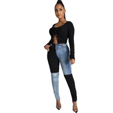 RStylish 2021 Autumn Fashion Women Clothing High Waist Streetwear Vintage Patchwork Plus Size Pencil Jeans