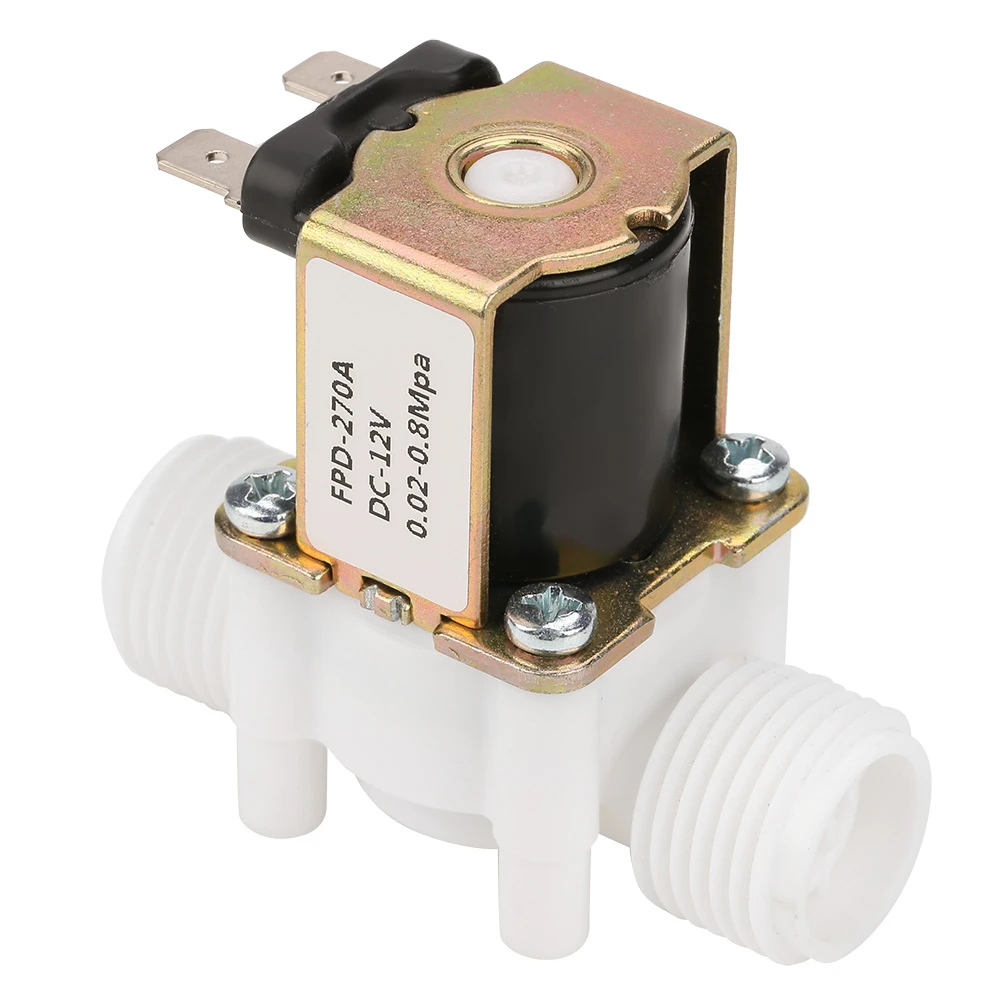 Electric Solenoid Valve ,12V G1//2 NC Plastic Electrical Inlet Solenoid Water Valve for Water Dispense Normally Closed Water Inlet Flow Switch Plastic Electric Solenoid Valve