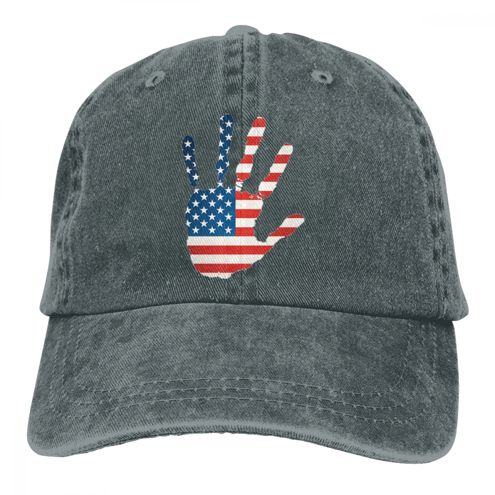 Американский флаг патриотический ручной Casquette темно-синий унисекс Мужские Женские джинсовые бейсболка с ремешком кепки Регулируемый Гольф папа шляпа