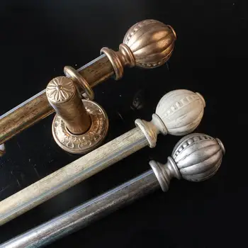 

French style curtain rods golden old art rods 30 mm diameter single and double rods retro beige curtain rods