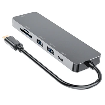 

HOT-USB C Hub 6 in 1 USB 3.0 Port Expander Adapter 4K HDMI HD PD Fast Charge Docking Station for PC