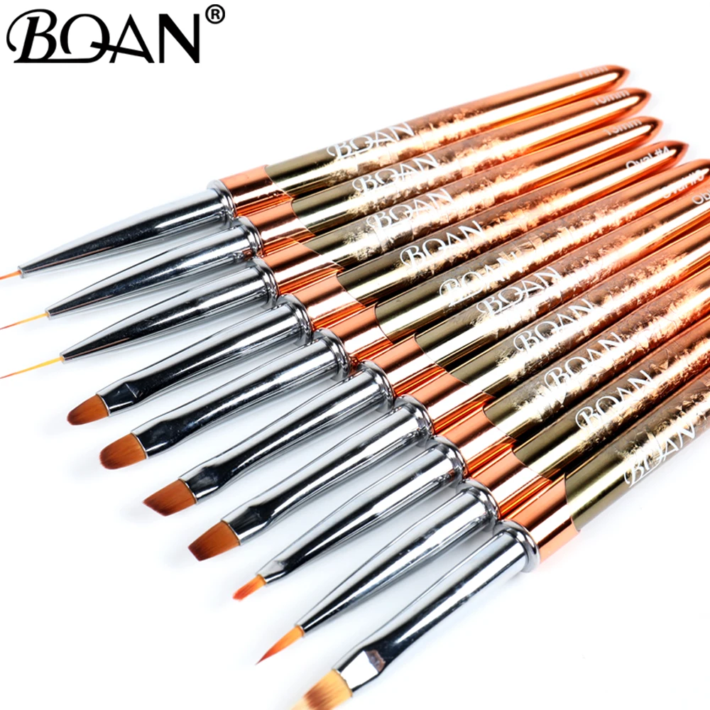 BQAN NEW Rose Gold Nail Art Brush Diamond Gradient Nail Brush Line Painting Brushes Nails Crystal Acrylic Liner Drawing Pen 4