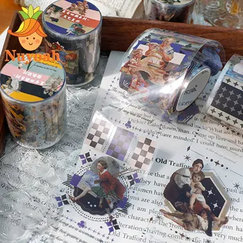 Pegatinas adhesivas decorativas para cintas Washi, adhesivos estéticos para álbum de recortes, Series Retro, Washi Tape, papel artesanal, 1 Uds.