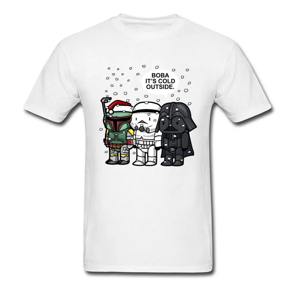 Мужские футболки Boba Fett It's Cold внешняя футболка Звездные войны Зима идет модная Рождественская Футболка Дарт Вейдер хлопковые футболки - Цвет: White