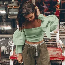^^Best Offers Summer Women Sexy Slash Neck Crop Top Female Lantern Sleeve Elastic Shirts Bowknot Off Shoulder Shirts Blouse ^^Best Offers Summer Women Sexy Slash Neck Crop Top Female Lantern Sleeve Elastic Shirts Bowknot Off Shoulder Shirts Blouse